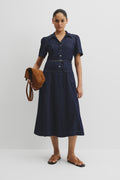 Half Placket Denim Dress