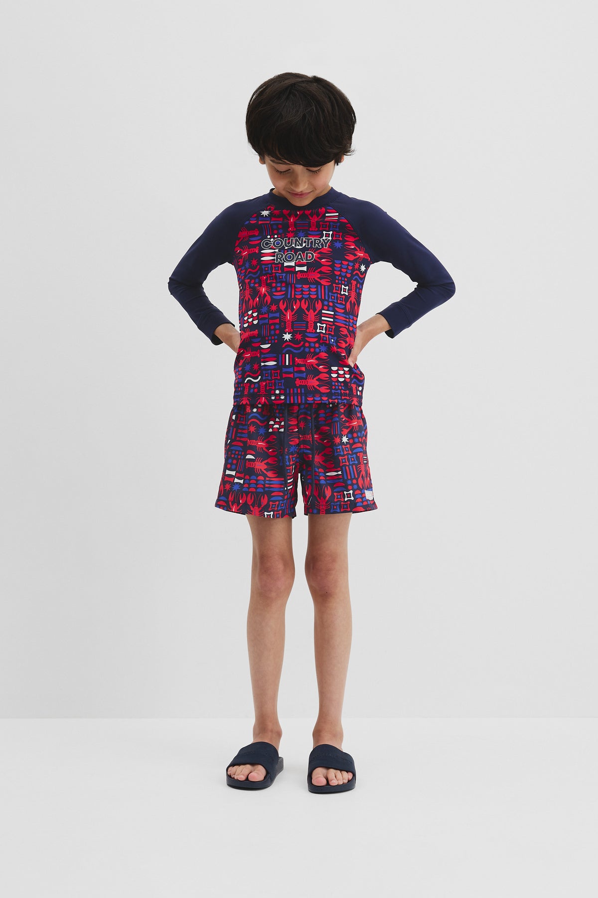 Lobster Geometric Rash Vest