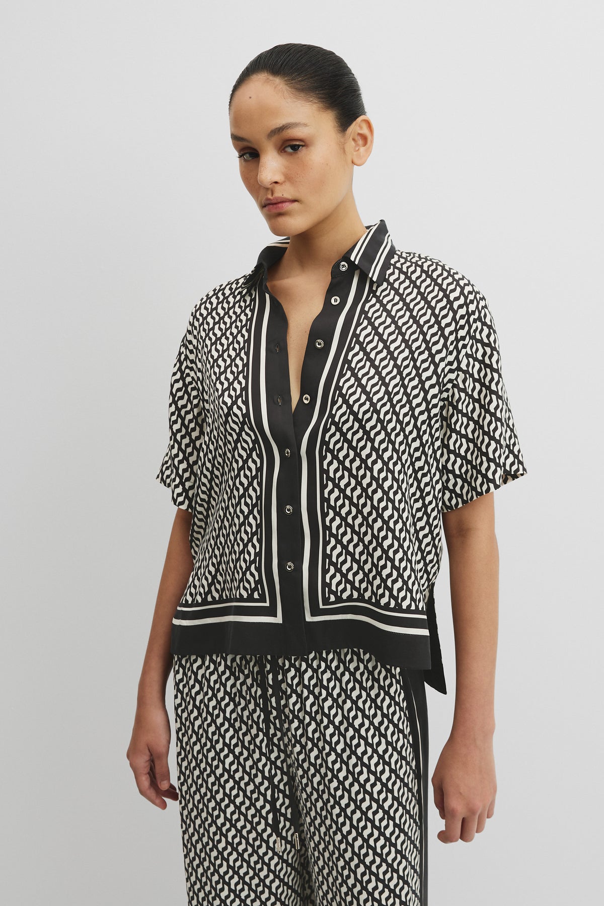 Print Short Sleeve Cupro Shirt
