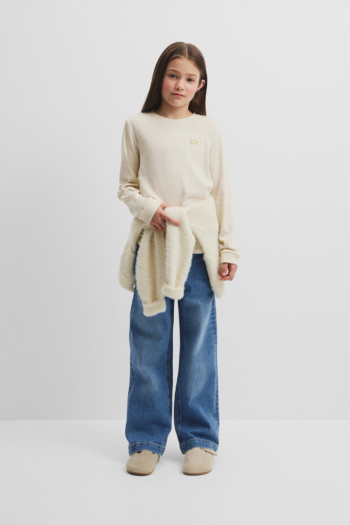 Organically Grown Cotton Long Sleeve Curved Logo T-Shirt