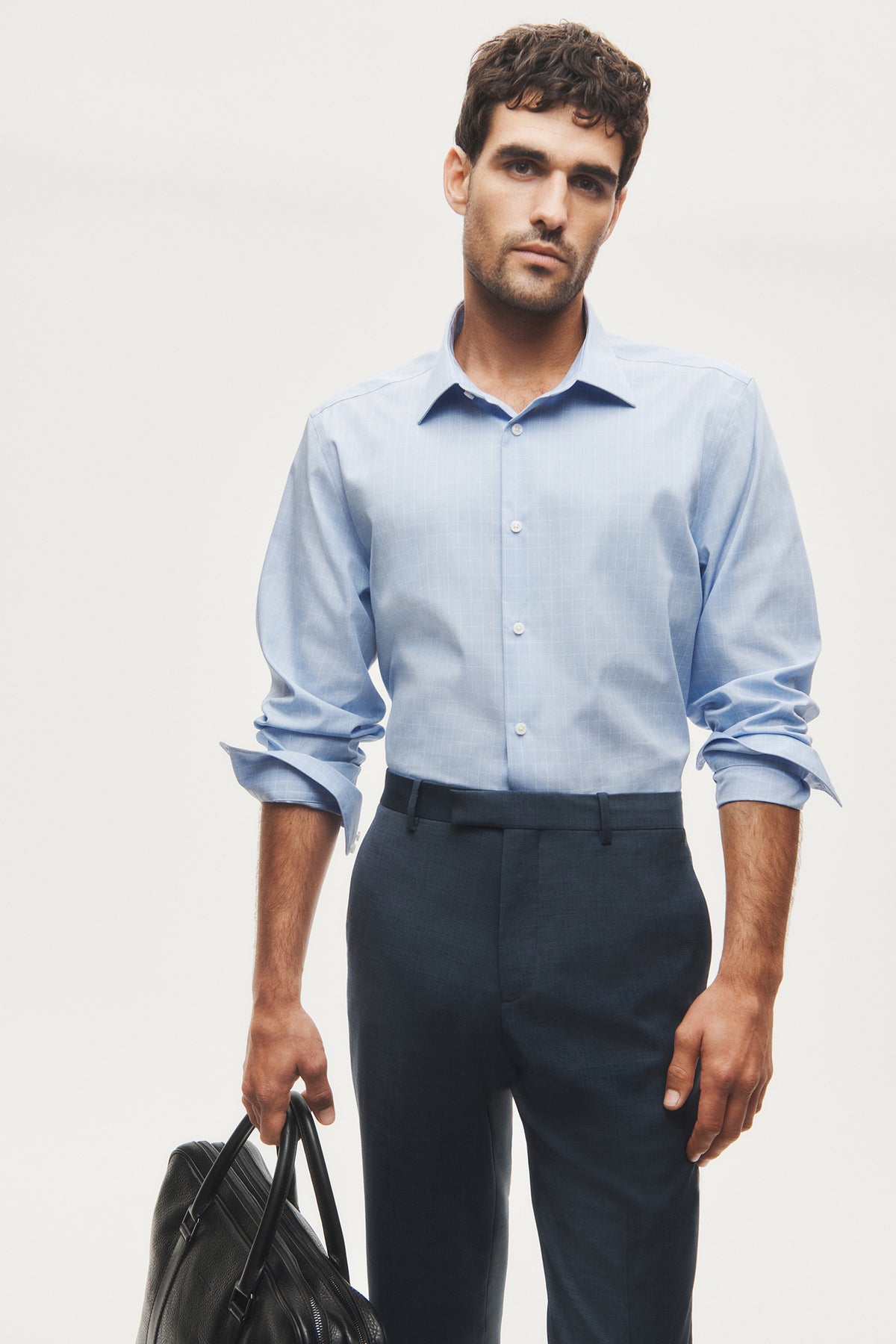 Regular Fit Grid Check Travel Shirt