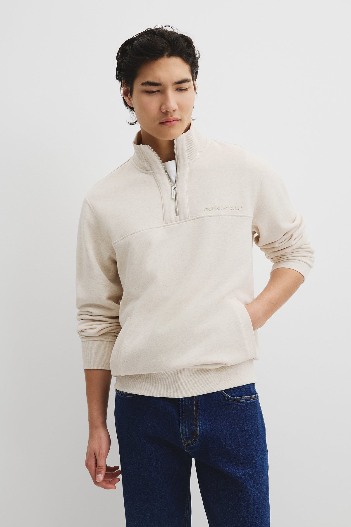 Australian Cotton Modern Logo Half Zip Sweat