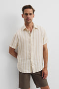 Organically Grown Linen Short Sleeve Stripe Shirt