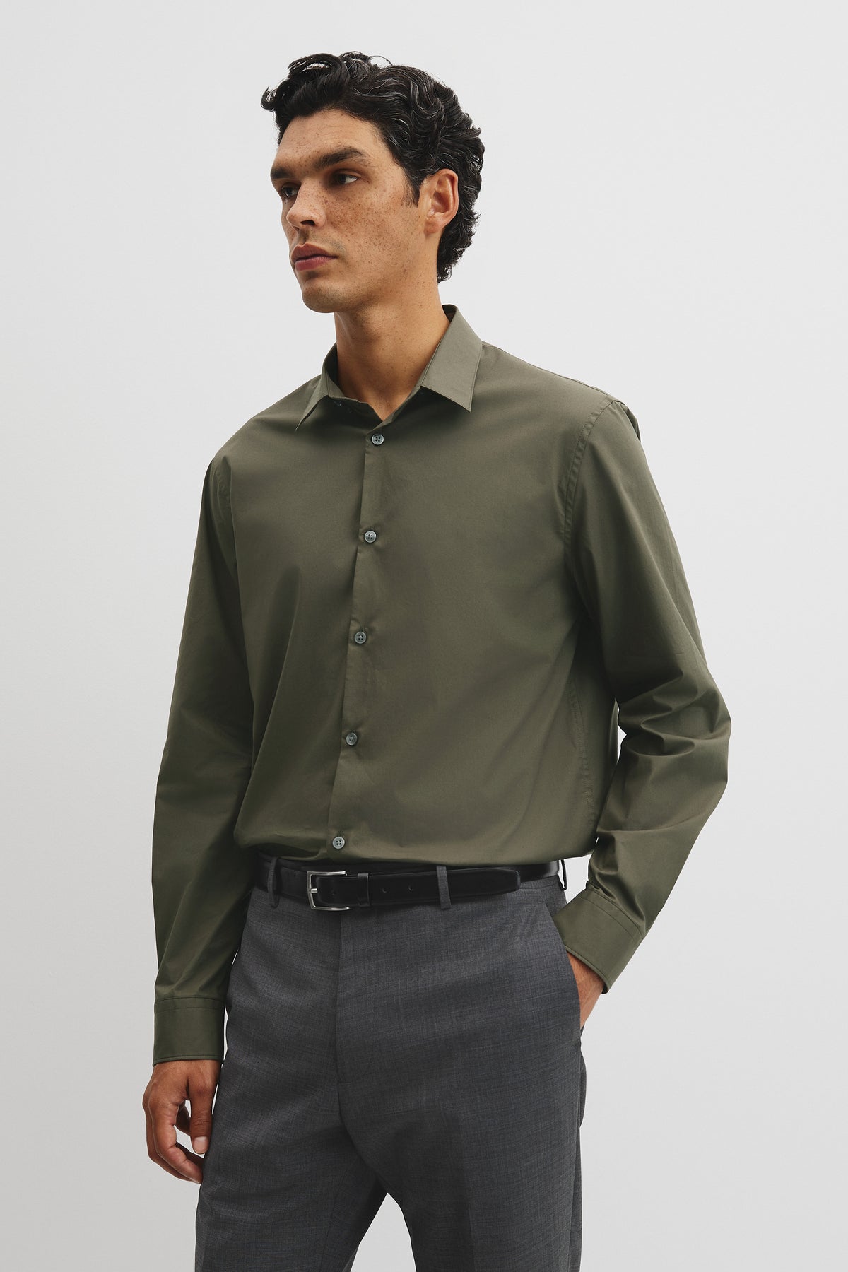 Slim Fit Stretch Cotton Shirt