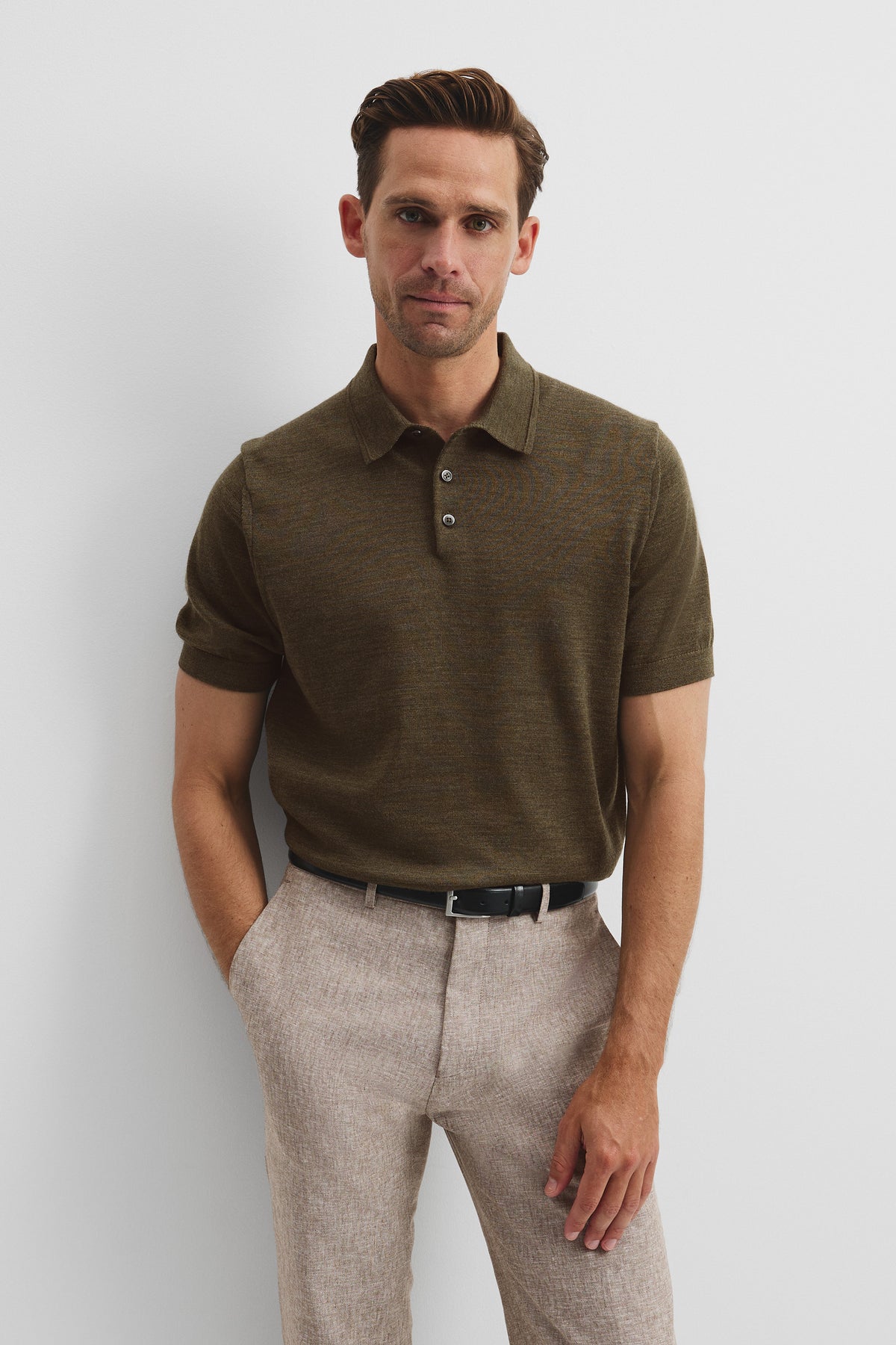 Australian Merino Short Sleeve Button Knit Polo