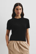 Australian Cotton Blend Boucle Knit T-Shirt