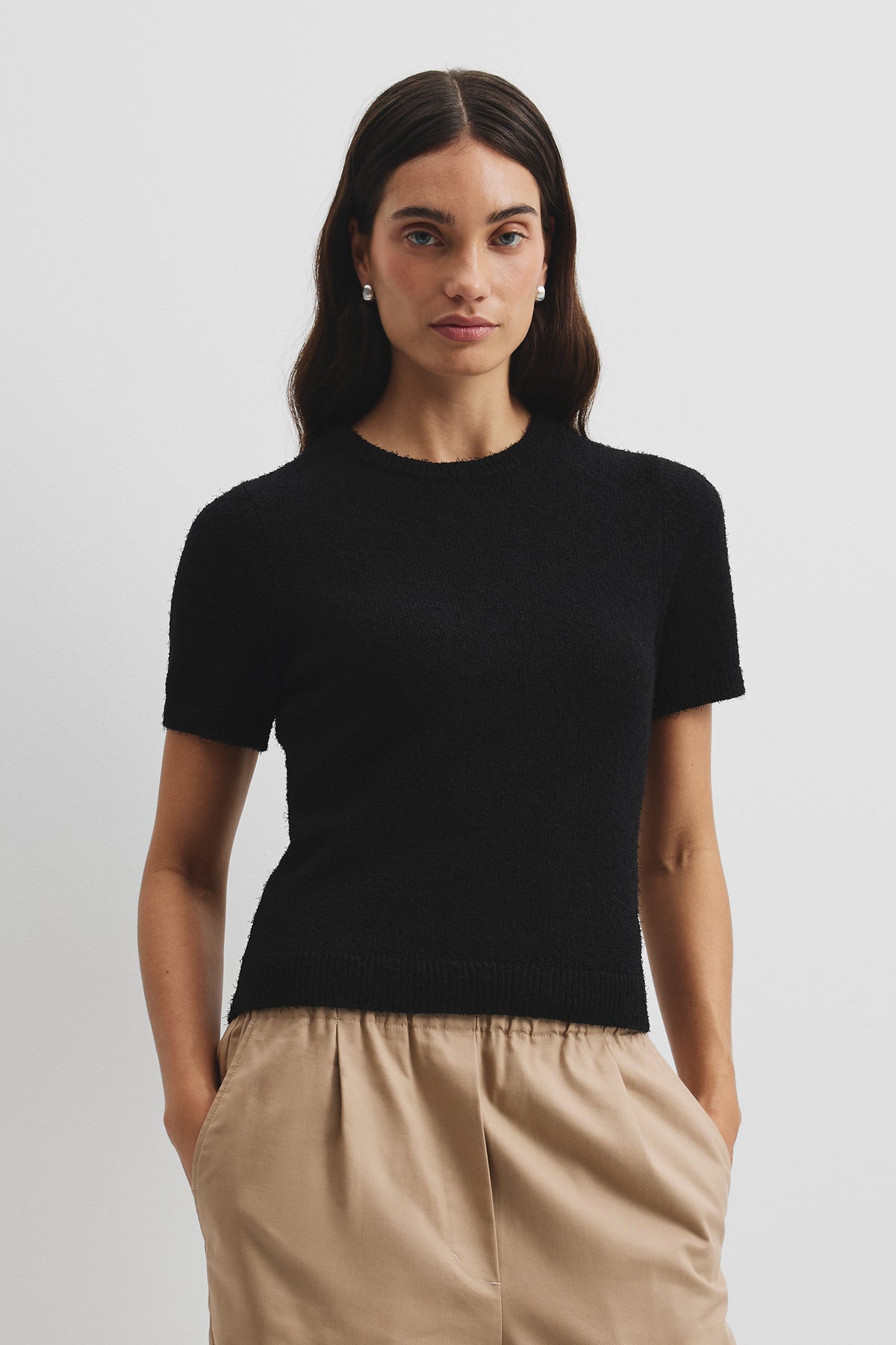 Australian Cotton Blend Boucle Knit T-Shirt