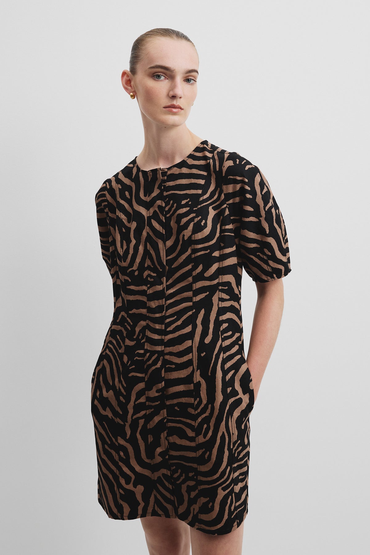Australian Cotton Blend Print Panelled Mini Dress