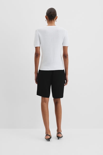 Waffle Short Sleeve Button Knit