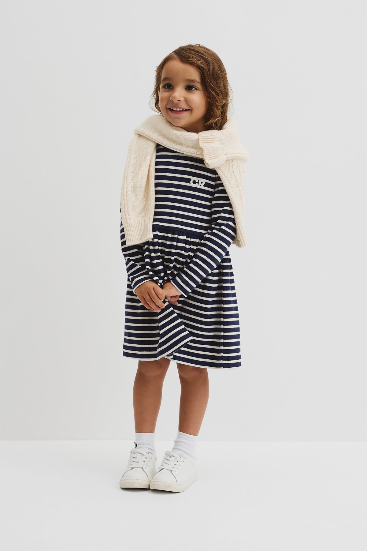 Long Sleeve Gathered Rib Dress