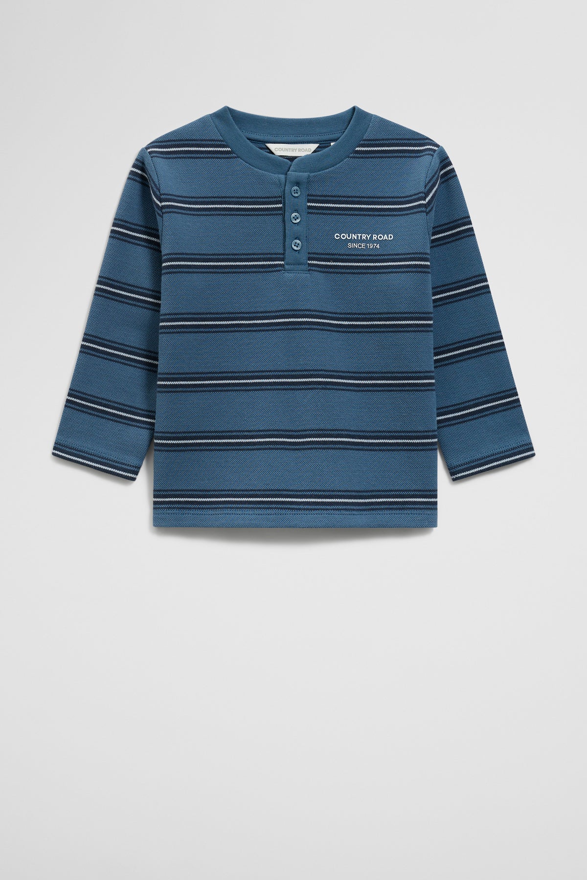 Organically Grown Cotton Stripe Long Sleeve Pique T-Shirt