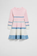 Organically Grown Cotton Blend Variegated Stripe Knit Dress