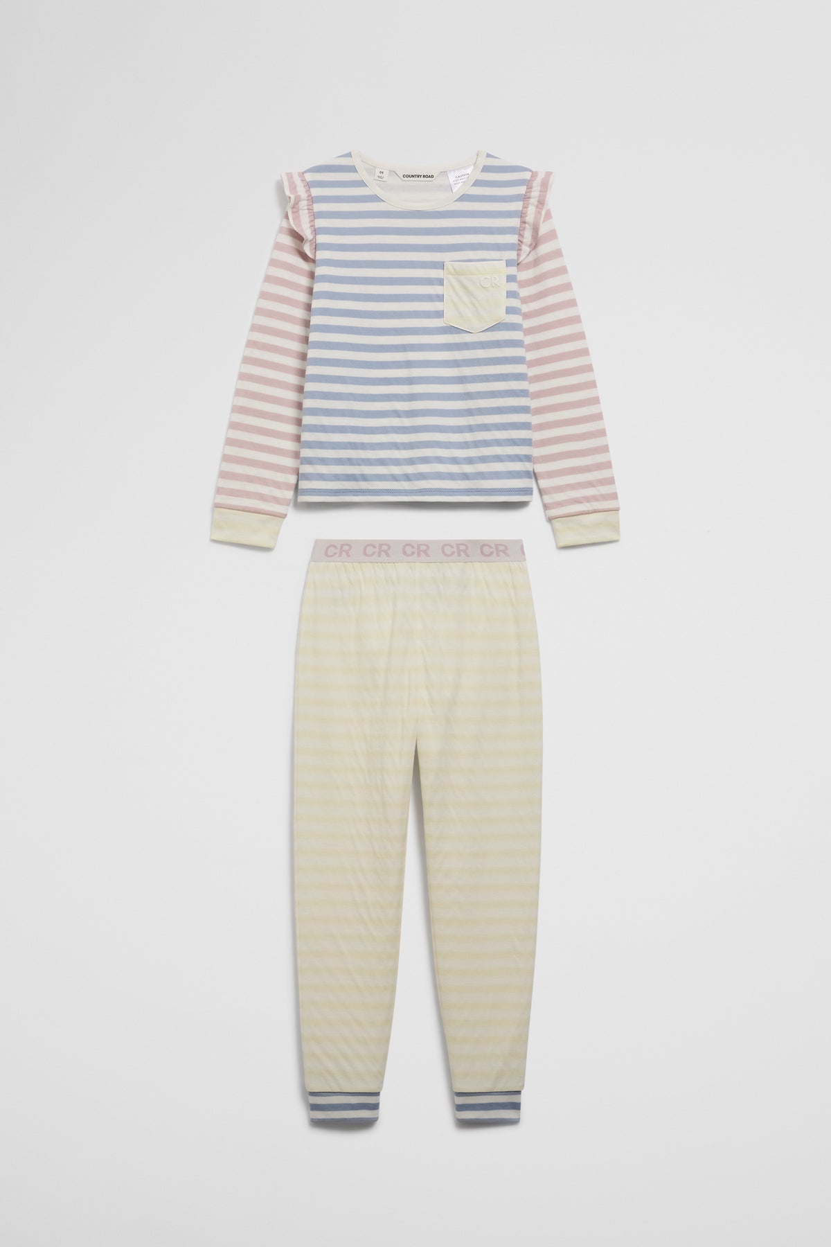 Australian Cotton Contrast Stripe Print Sleep Set