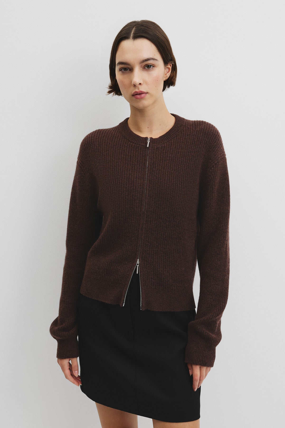 Australian Cotton Wool Blend Zip Through Knit Cardigan
