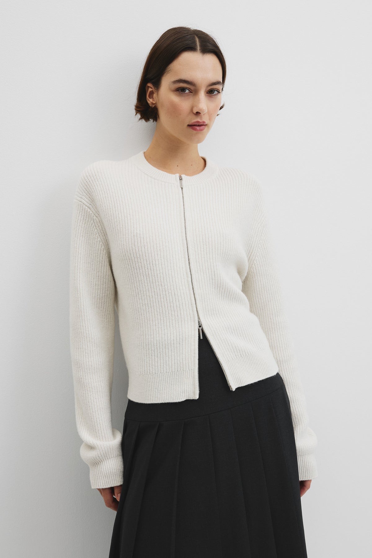 Australian Cotton Wool Blend Zip Through Knit Cardigan