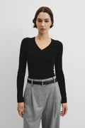 Wool Silk V-Neck Neck