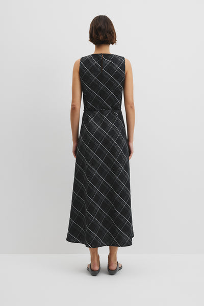 Organically Grown Linen Check Maxi Dress