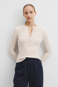 Australian Cotton Blend Rib Henley Top
