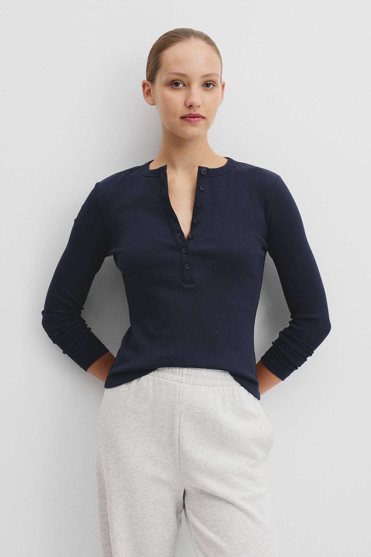 Australian Cotton Blend Rib Henley Top