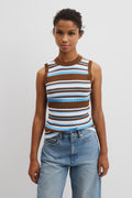 Australian Merino Crew Neck Stripe Knit Tank