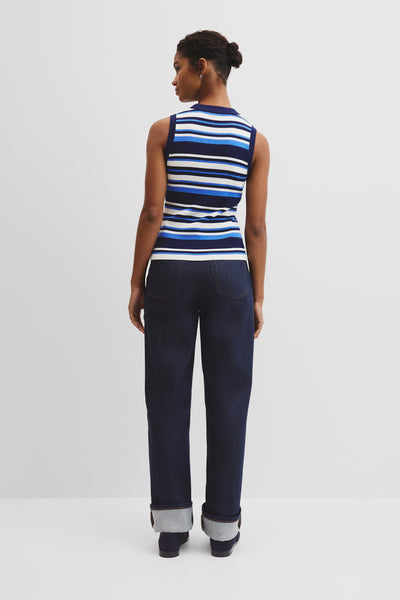 Australian Merino Crew Neck Stripe Knit Tank