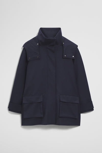 Wool Blend Tailored Funnel Coat