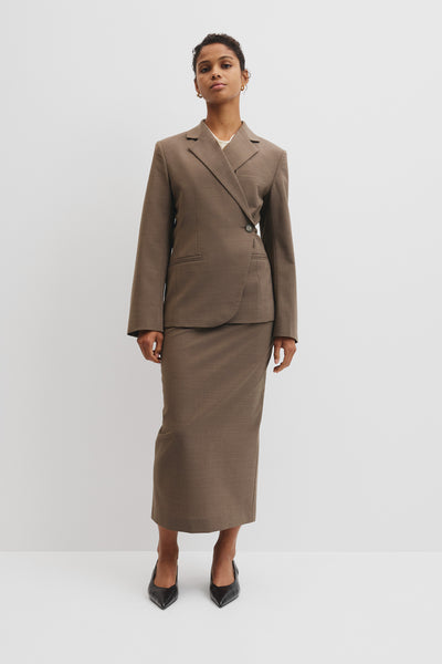Wool Blend Cross Over Blazer