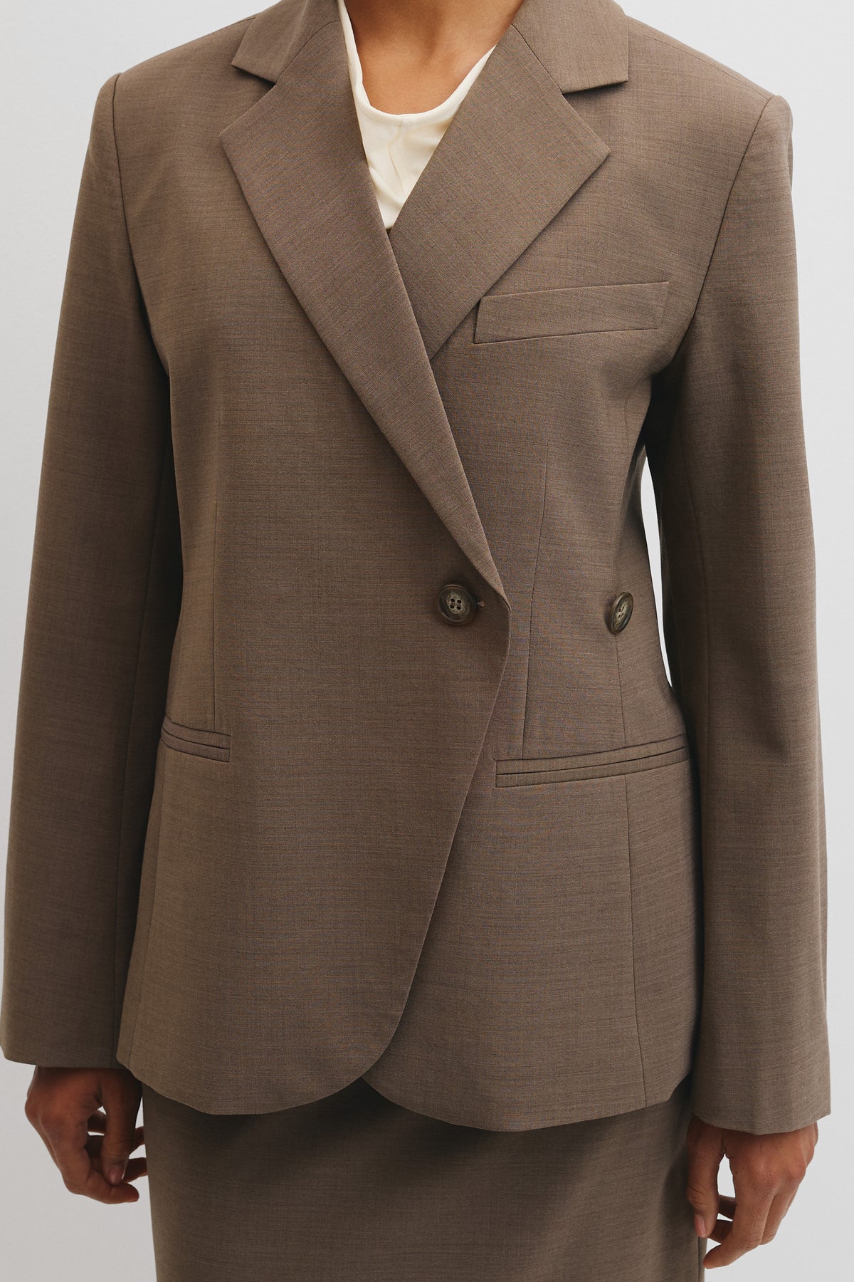 Wool Blend Cross Over Blazer