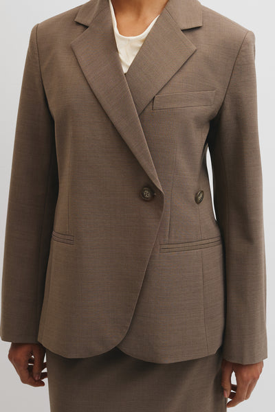 Wool Blend Cross Over Blazer