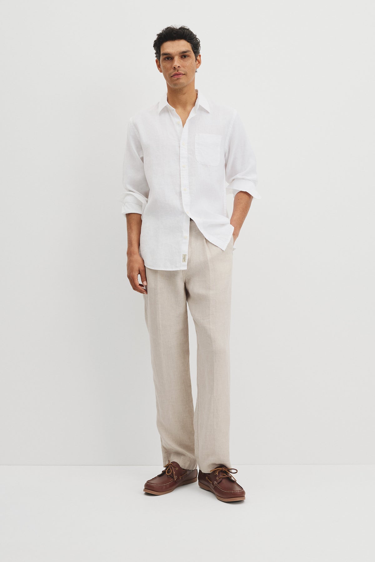 Regular Fit Long Sleeve Linen Shirt