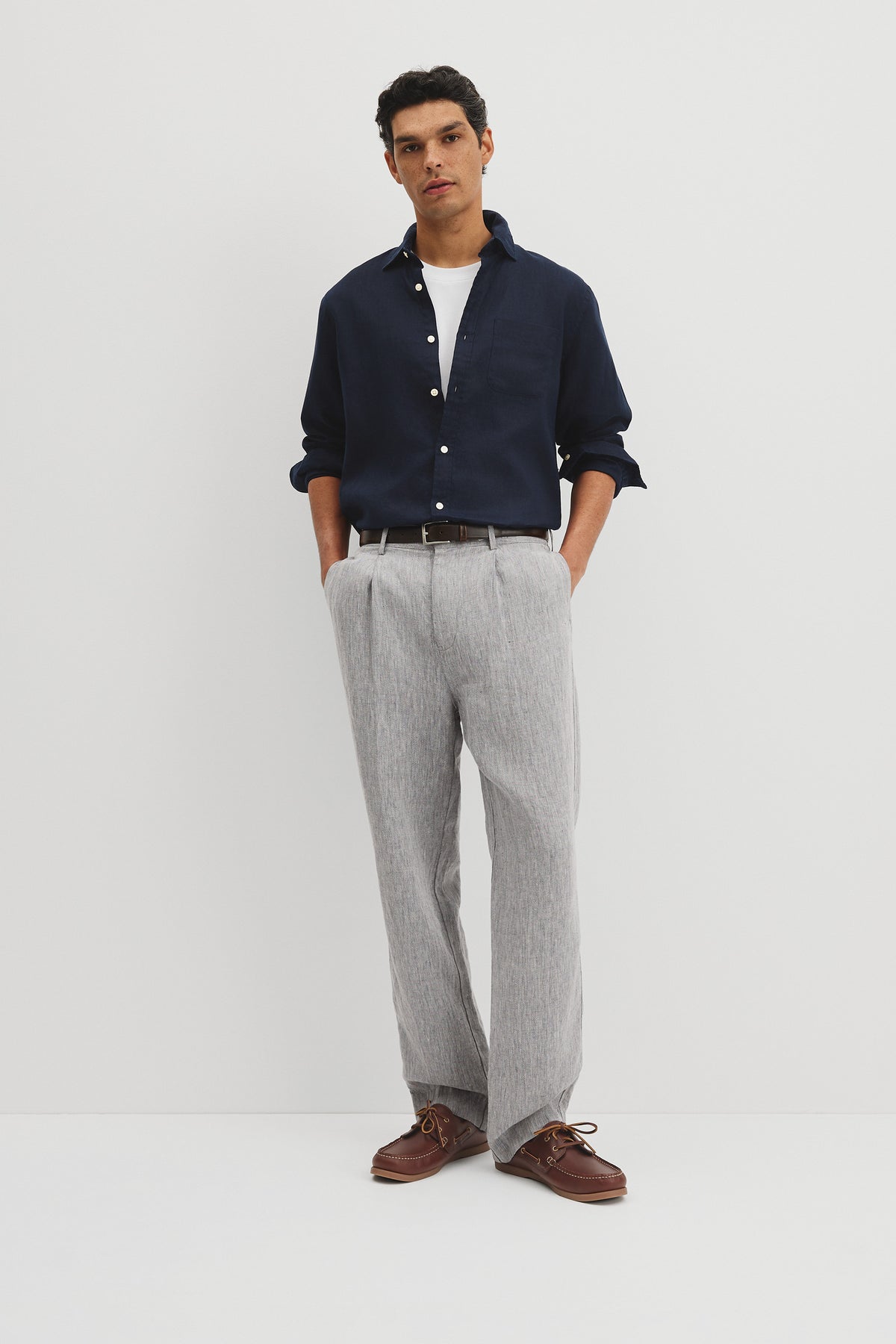 Regular Fit Long Sleeve Linen Shirt