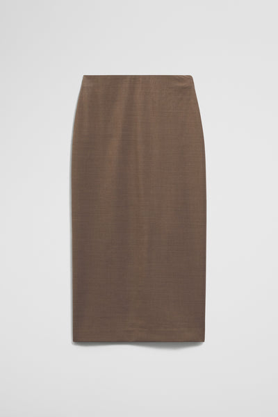 Wool Blend Midi Tailored Skirt