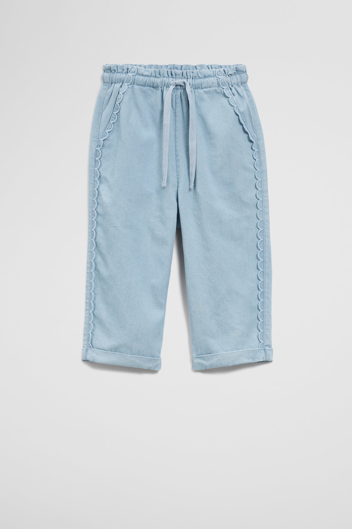 Scalloped Chambray Pant