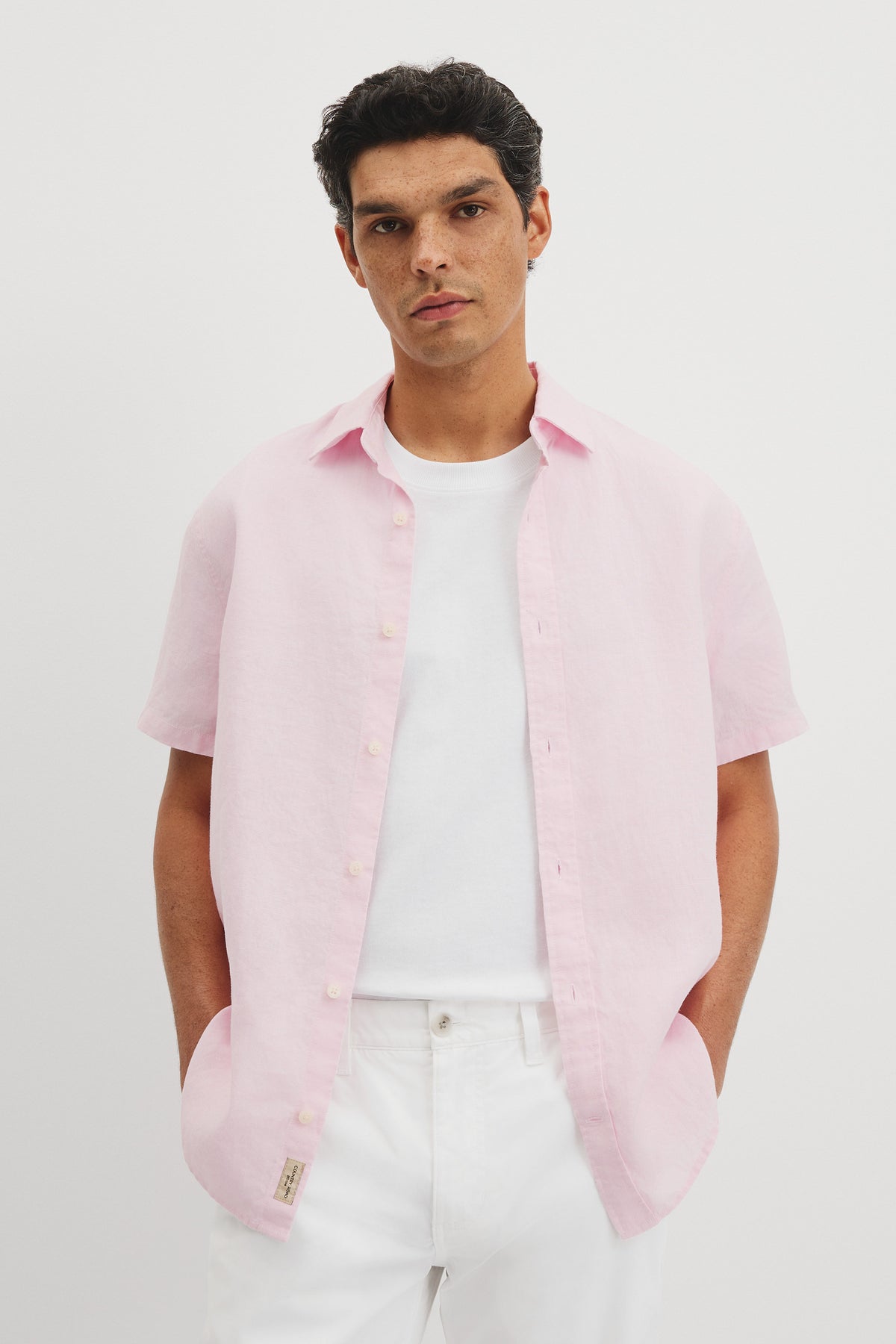 Regular Fit Short Sleeve Linen Shirt