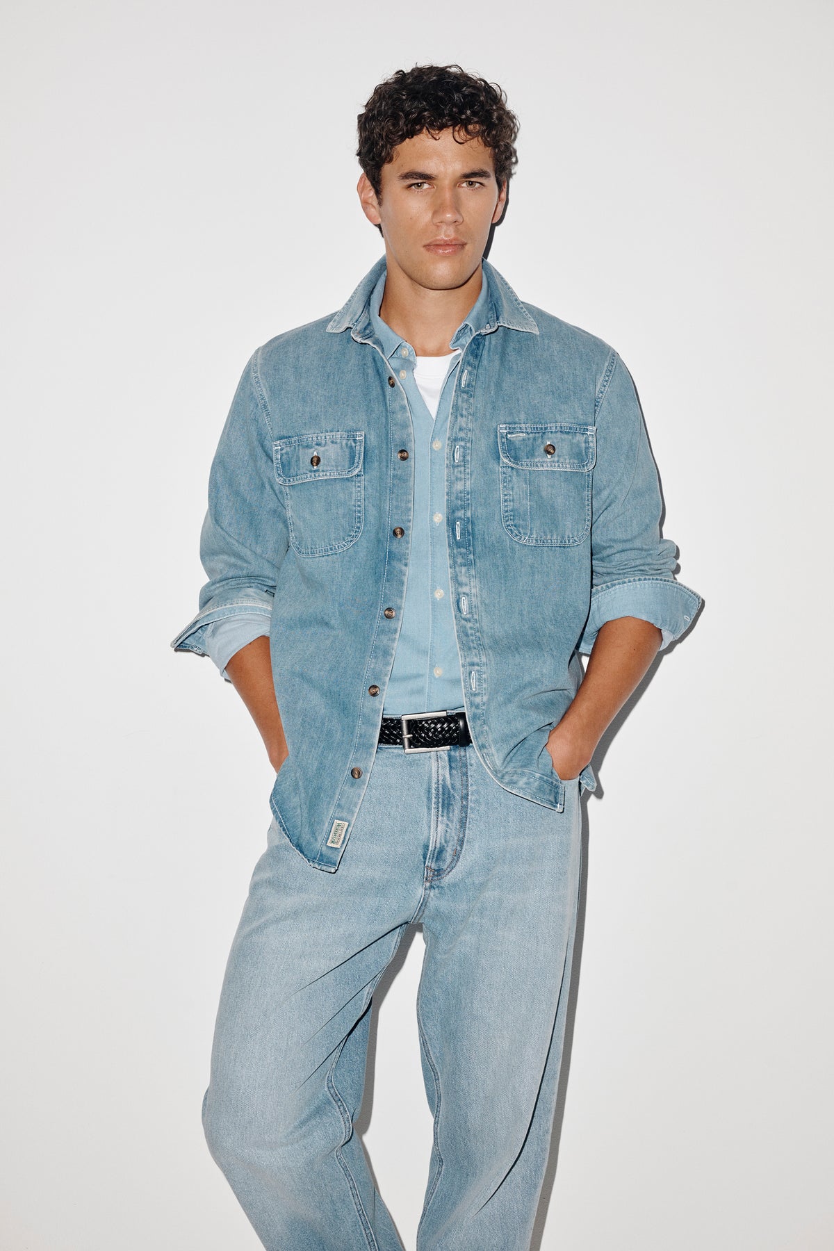 Long Sleeve Regular Workwear Denim Over-Shirt