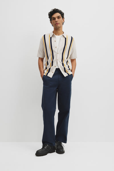 Australian Good Earth Cotton Textured Stripe Knit Shirt