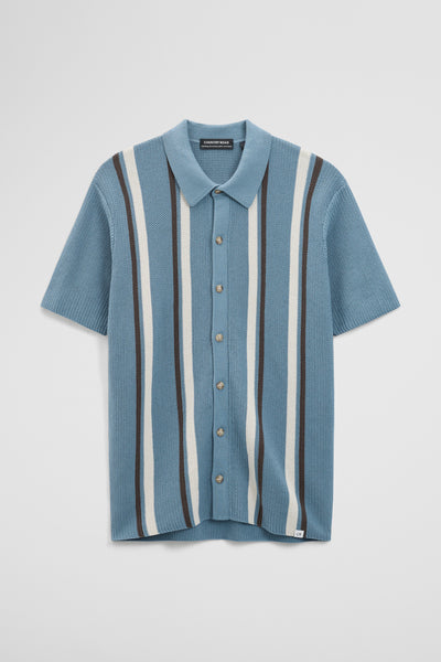 Australian Good Earth Cotton Textured Stripe Knit Shirt