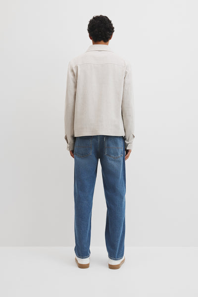 Linen Cotton Blend Button Jacket