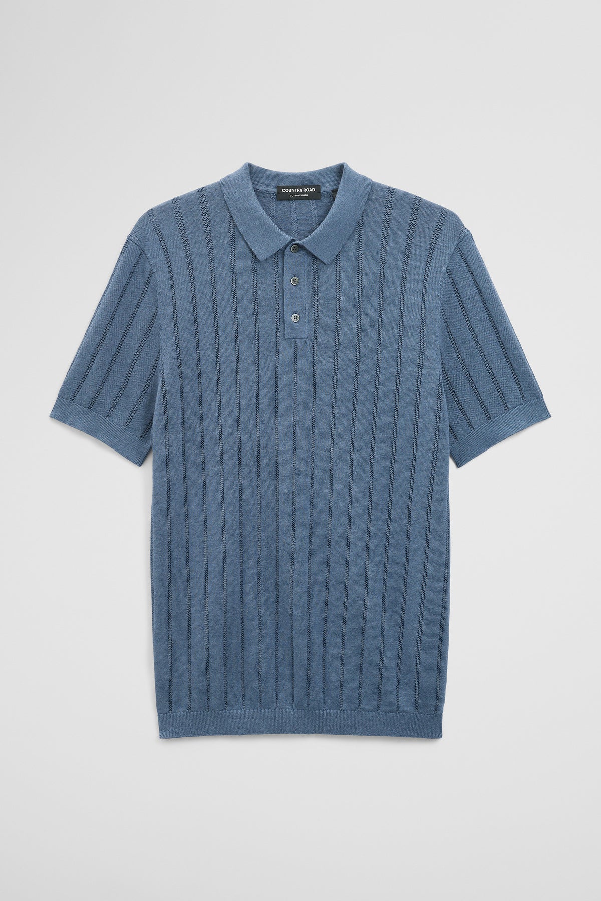 Linen Cotton Stripe Knit Polo