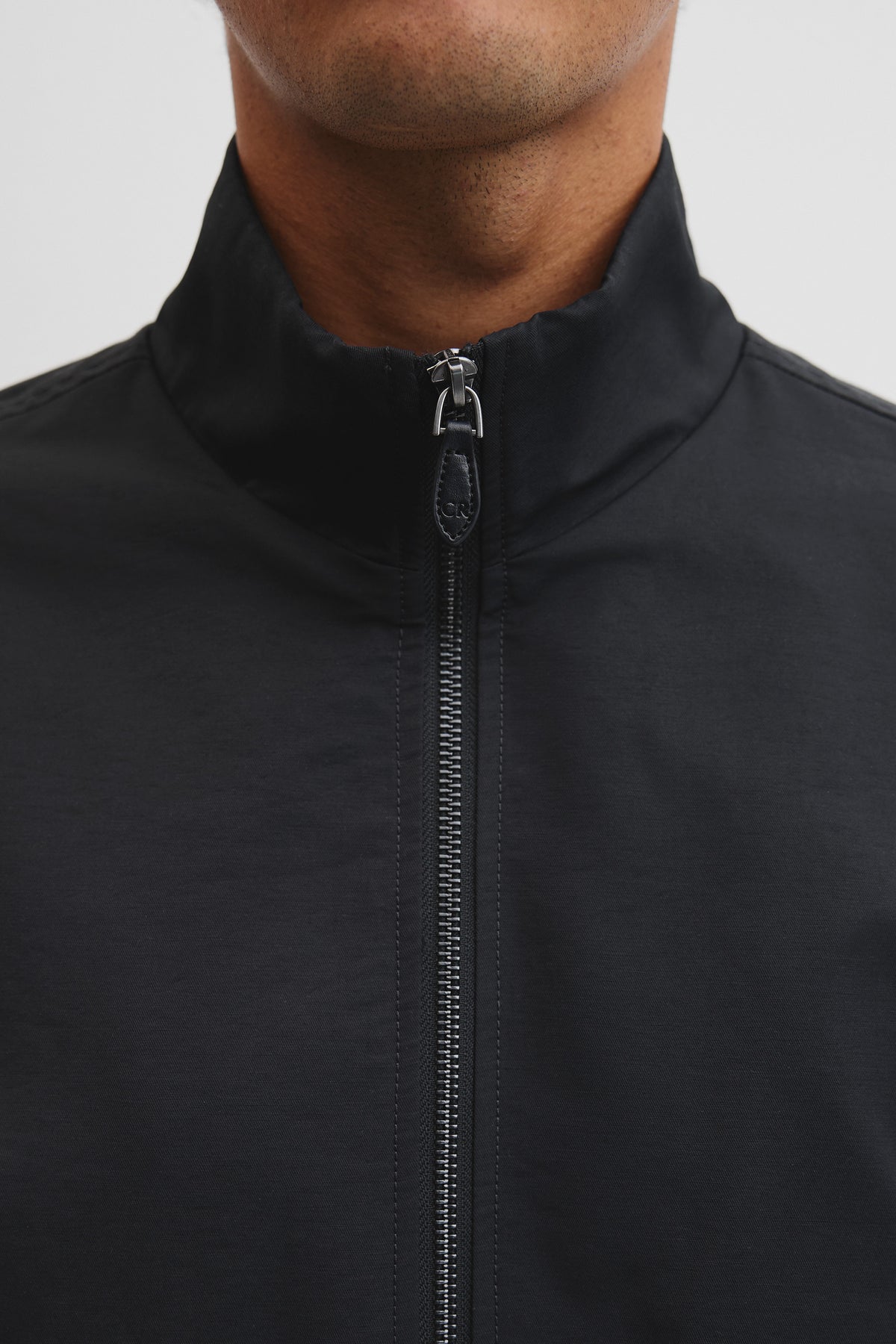 Cotton Nylon Funnel Neck Jacket