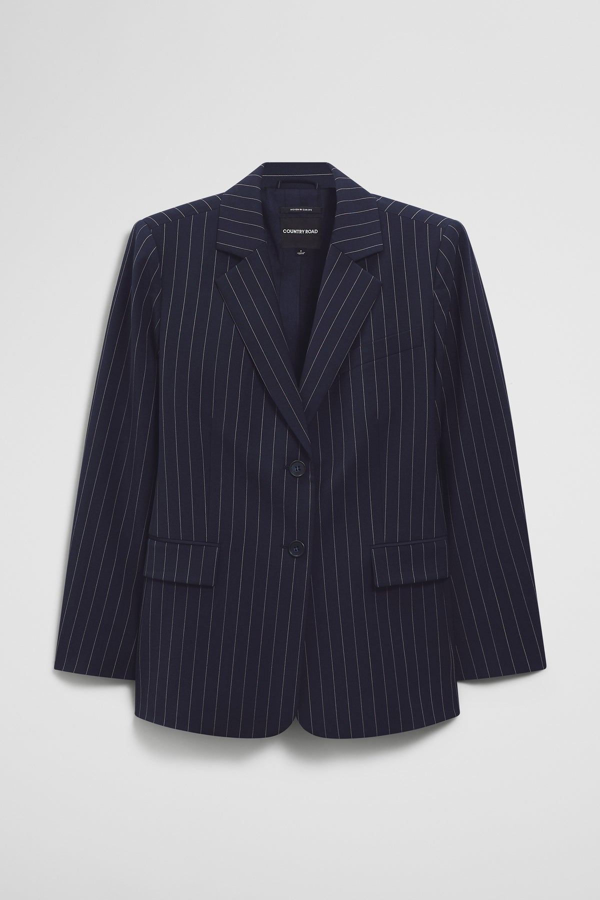 Wool Blend Pinstripe Classic Blazer
