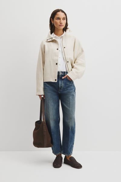 Linen Funnel Neck Jacket