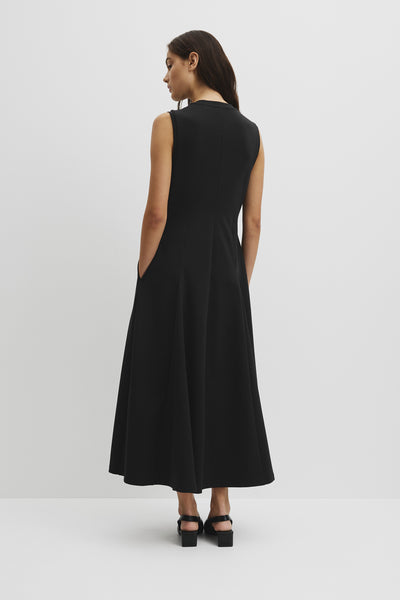 Panel Zip Neck Ponte Dress