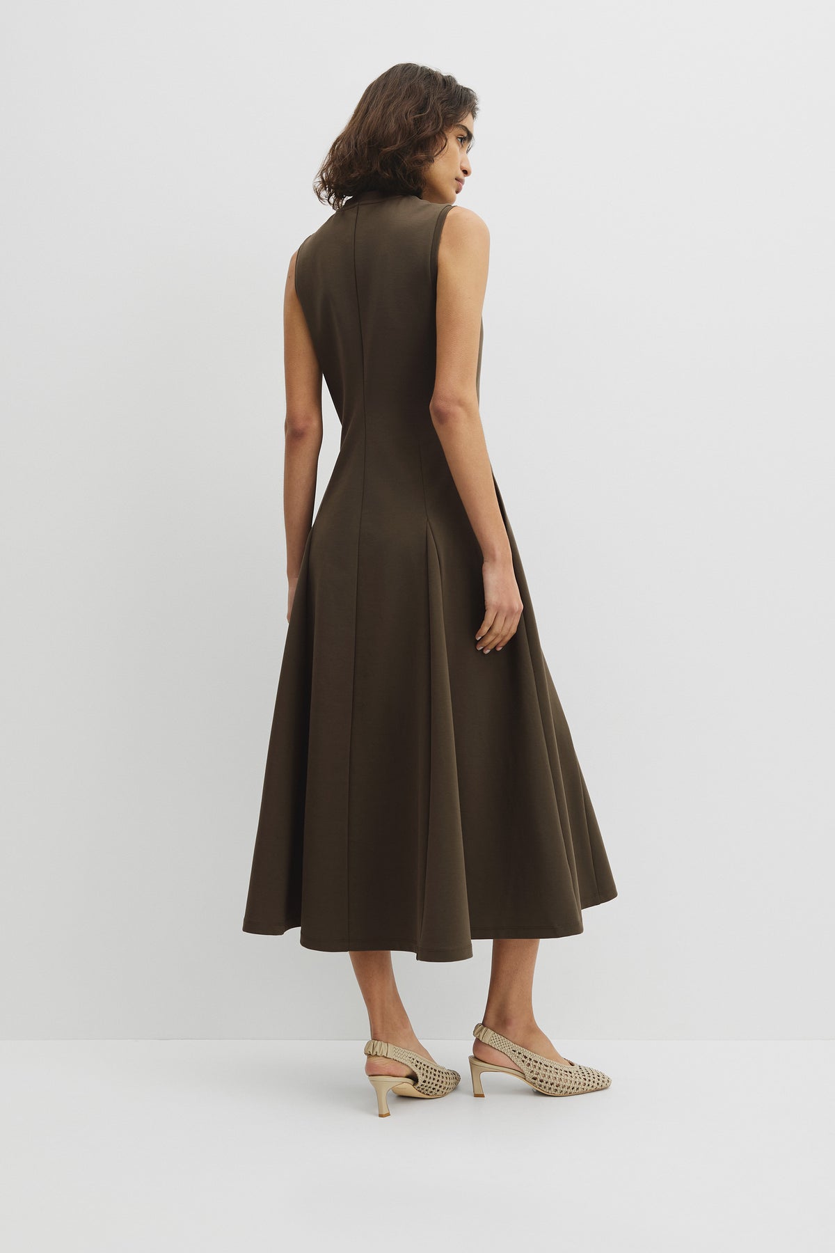 Panel Zip Neck Ponte Dress