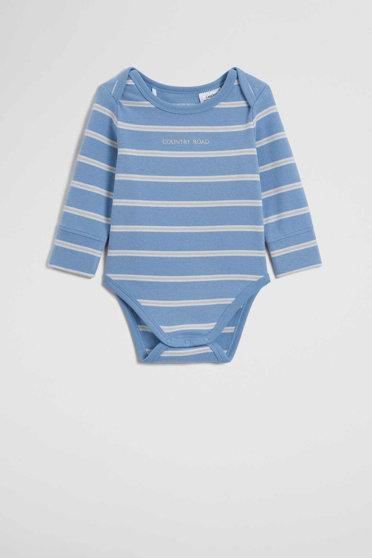 Organically Grown Cotton Stripe Logo Long Sleeve Bodysuit