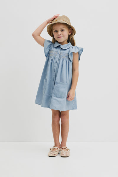 Organically Grown Cotton Short Sleeve Chambray Dress