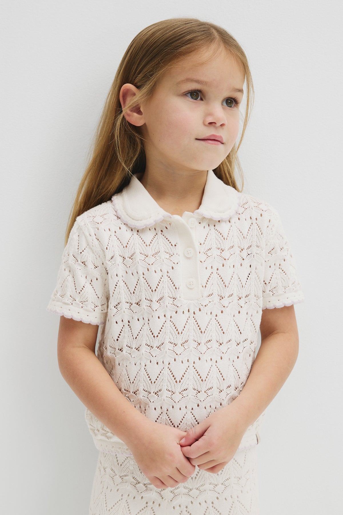 Australian Cotton Short Sleeve Collar Knit Top