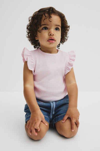 Australian Cotton Blend Short Sleeve Stripe Rib T-Shirt