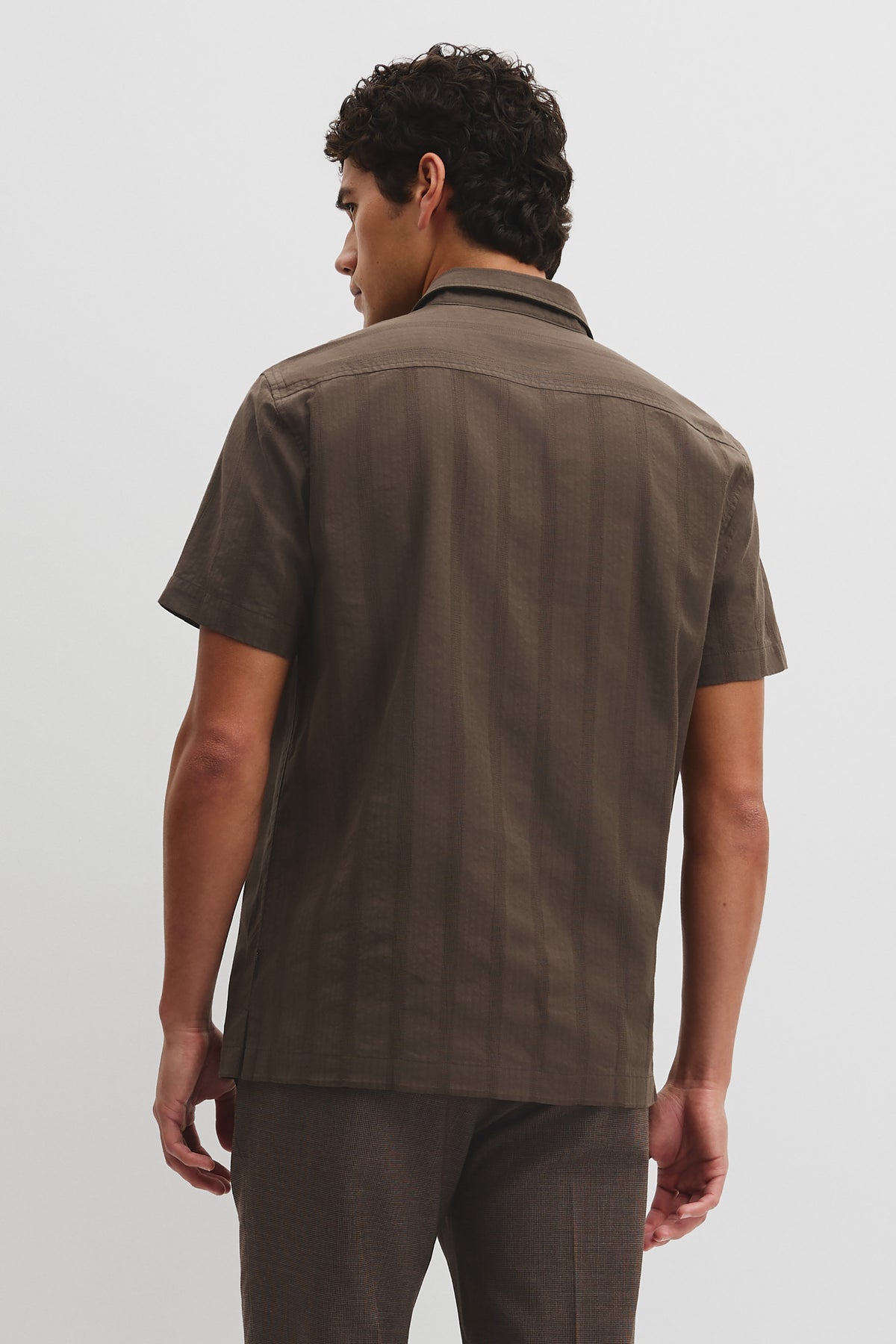 Regular Fit Short Sleeve Textured Stripe Shirt