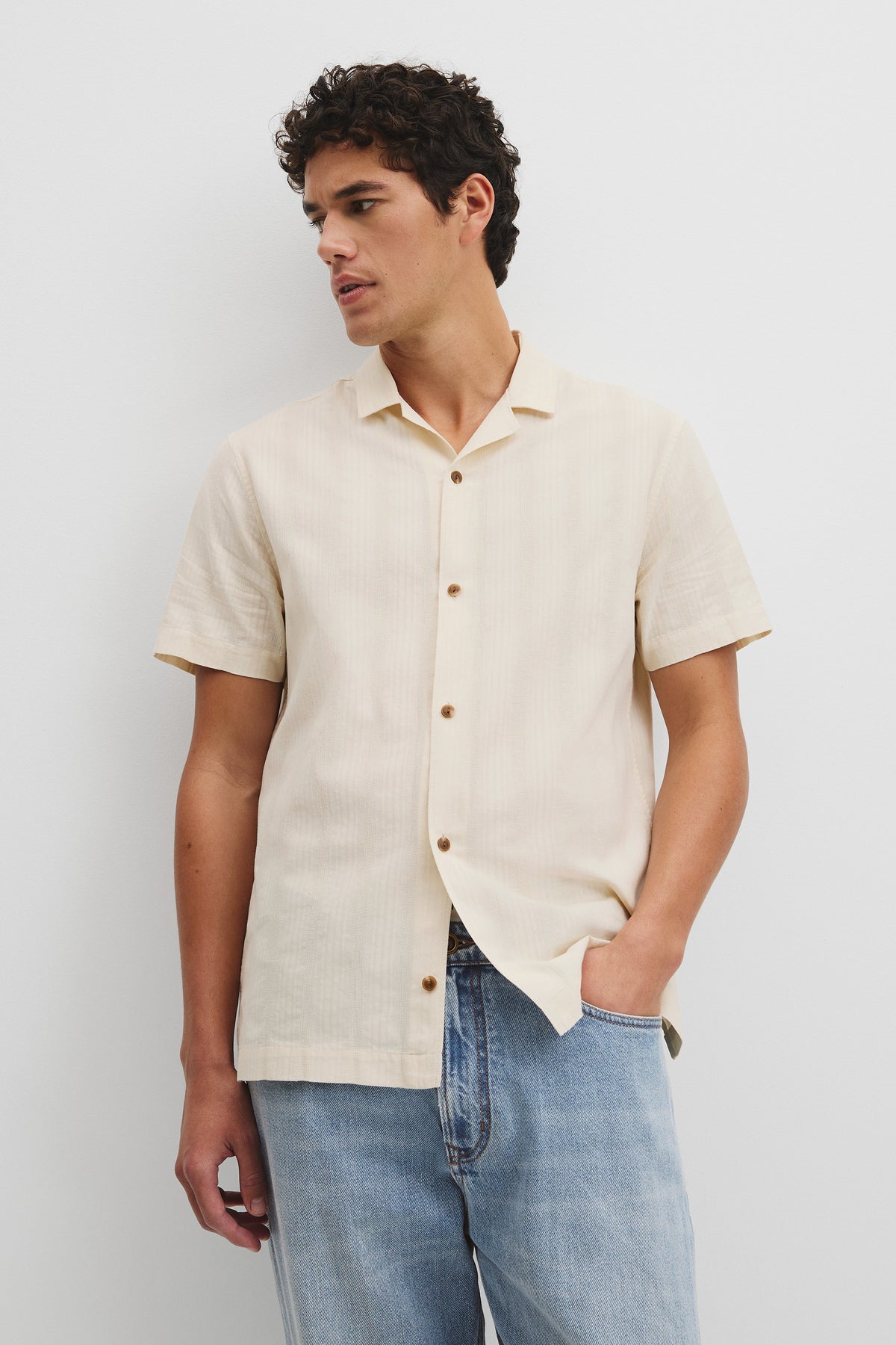 Regular Fit Short Sleeve Textured Stripe Shirt